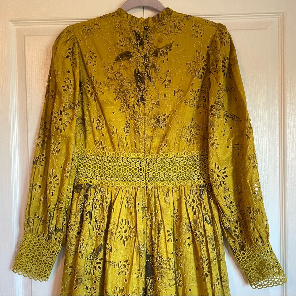 NWT ALLSAINTS Women’s Sia Demoir Broderie Dress Olive - US4 - Picture 5 of 13